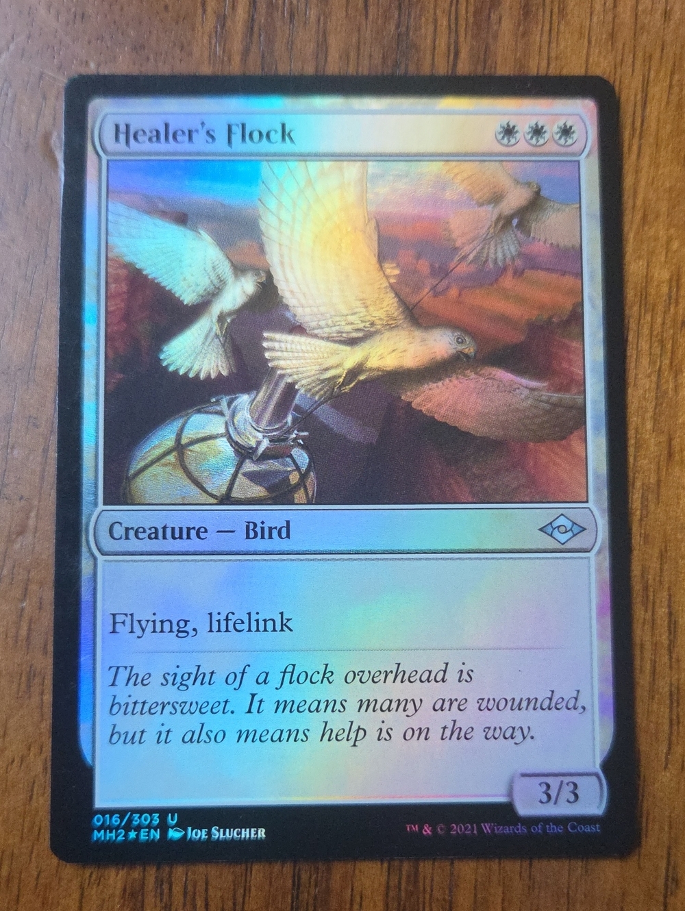 Healer's Flock - White Holographic Bird Creature Card